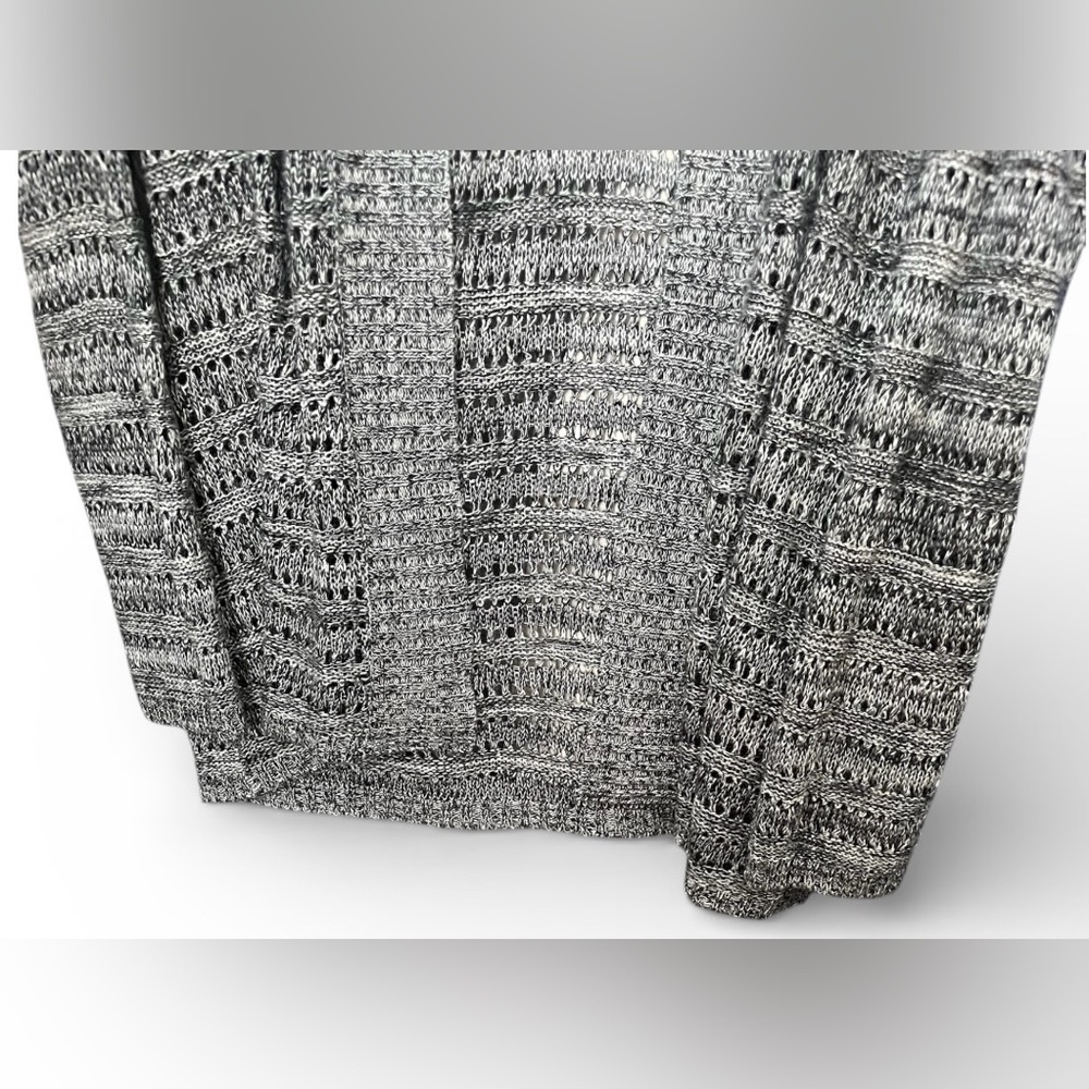 Belldini Open‎ Knit Cardigan Small Gray White Lightweight Long Sleeve - Picture 4 of 7